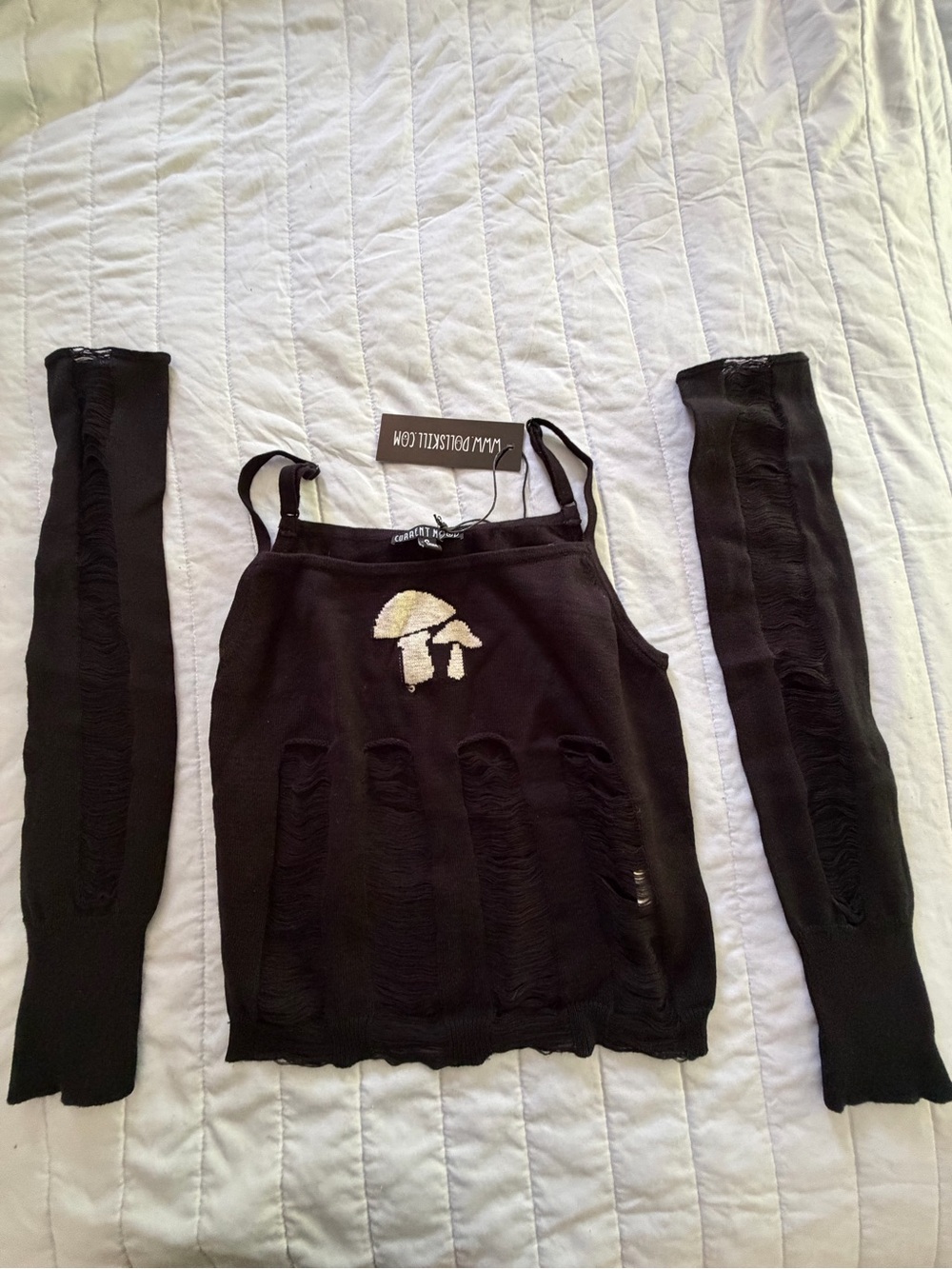 Current Mood Black Tank Top with  Mushroom Graphic